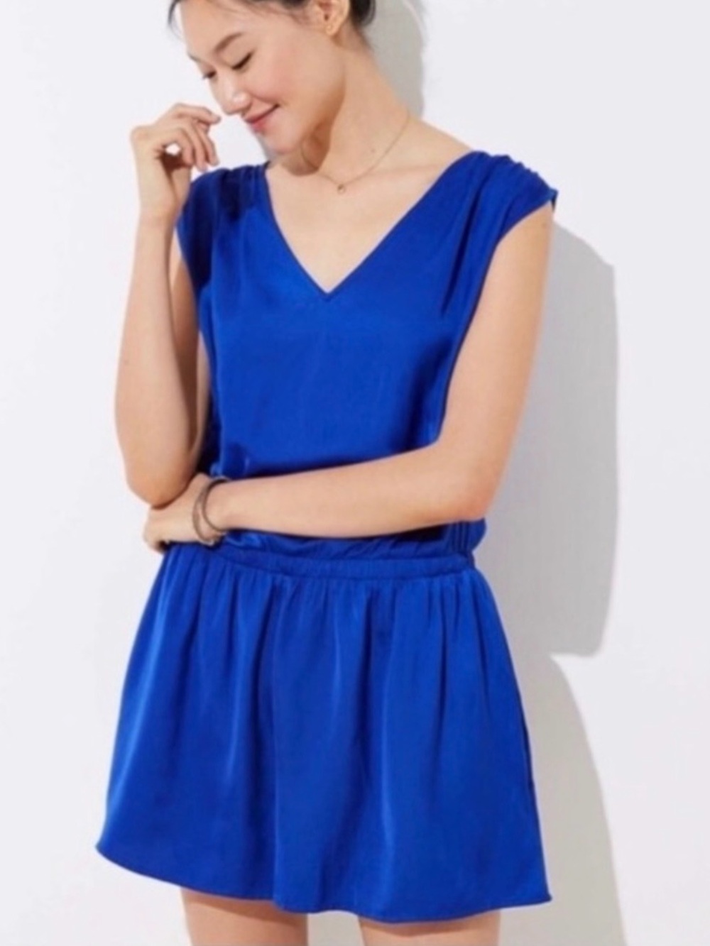 LOFT Cobalt Blue V-Neck Sleeveless Romper